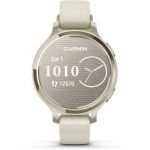 image produit Garmin Lily 2 Active – Kleine, Smartwatch mit 1" Display, Herzfrequenzmessung, Langer Akkulaufzeit und integriertem GPS, Lunar Gold/Blanc - livrable en France