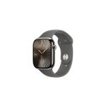 image produit Apple Watch Series 10 (46 mm GPS + Cellular) Montre connectée avec Boîtier en Titane Naturel et Bracelet Sport Gris minéral (M/L). Suivi de l’activité Physique, app ECG, écran Retina Toujours activé