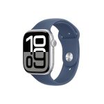 image produit Apple Watch Series 10 (46 mm GPS + Cellular) Montre connectée avec Boîtier en Aluminium Argent et Bracelet Sport Denim (M/L). Suivi de l’activité Physique, app ECG, écran Retina Toujours activé - livrable en France