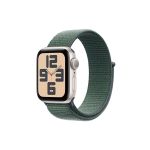 image produit Apple Watch SE (2ᵉ génération) 40 mm GPS Montre connectée avec Boîtier en Aluminium lumière stellaire et Boucle Sport Vert lacustre. Suivi activité et Sommeil, détection Accidents, Neutre en Carbone