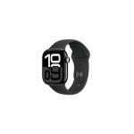 image produit Apple Watch Series 10 (42 mm GPS + Cellular) Montre connectée avec Boîtier en Aluminium Noir de Jais et Bracelet Sport Noir (M/L). Suivi de l’activité Physique, app ECG, écran Retina Toujours activé