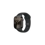 image produit Apple Watch Series 10 (46 mm GPS + Cellular) Montre connectée avec Boîtier en Titane Ardoise et Bracelet Sport Noir (M/L). Suivi de l’activité Physique, app ECG, écran Retina Toujours activé