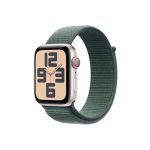 image produit Apple Watch SE (2ᵉ gén) 44 mm GPS + Cellular Montre connectée avec Boîtier en Aluminium lumière stellaire et Boucle Sport Vert lacustre. Suivi activité et Sommeil, Neutre en Carbone