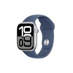 image produit Apple Watch Series 10 (42 mm GPS) Montre connectée avec Boîtier en Aluminium Argent et Bracelet Sport Denim (S/M). Suivi de l’activité Physique, app ECG, écran Retina Toujours activé