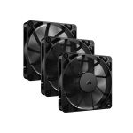 image produit CORSAIR RS120 120mm Ventilateurs PWM – Connexion Daisy-Chain – Faible Bruit – Roulement à Dôme Magnétique – Paquet Triple – Noir