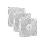 image produit CORSAIR RS120 120mm Ventilateurs PWM – Connexion Daisy-Chain – Faible Bruit – Roulement à Dôme Magnétique – Paquet Triple – Blanc - livrable en France