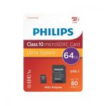 image produit Philips 64GB Micro SDXC Card + Adapter Class 10