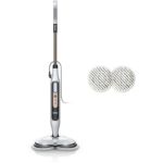 image produit Shark Steam Mop Balai automatique à vapeur et à récurer, 3 réglages vapeur, assainit, élimine taches et saleté, 2 tampons rotatifs, utilisation sur tous les sols durs scellés, blanc et gris, S8201EU
