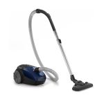image produit Philips Aspirateur avec sac FC8240/09, 750 W, 3 litres, 77 Decibelios, acier inoxydable, Noir, Bleu