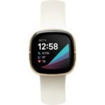 image produit Fitbit Sense Lunar White - Soft Gold Smartwatch Unisex-Adult, Blanc lunaire, acier inoxydable or pâle, One