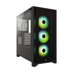 image produit Corsair iCUE 4000X RGB Boîtier ATX Moyen Tour en Verre Trempé (Panneaux Avant et Latéral en Verre Trempé, Système de Gestion des Câbles RapidRoute, Trois Ventilateurs RGB de 120 mm Inclus) Noir