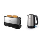 image produit Philips HD2692/90 Grille-Pain Daily Métal Fente Ultra Large 950W Bouton Éjection Tiroir Ramasse-Miettes