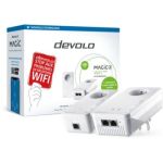 image produit devolo Magic 2 WiFi 5 (ac) Starter Kit: 2x Adaptateurs CPL WiFi, Prise Gigogne (2400 Mbits, 3x Ports Ethernet Gigabit), idéal télétravail, gaming, streaming, prise française