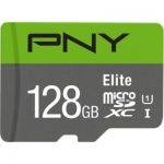 image produit PNY Elite Carte Mémoire microSDXC 128 Go + Adaptateur SD, Vitesse de lecture 100 Mo/s, Classe 10 UHS-I, U1 pour vidéo Full HD