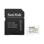 image produit SanDisk MAX ENDURANCE Video Monitoring for Dashcams & Home Monitoring 64 GB microSDXC Memory Card + SD Adaptor 30,000 Hours Endurance , White