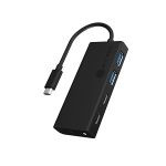 image produit ICY BOX Hub USB avec connecteur USB-C et Alimentation Delivery, USB 3.0, câble intégré, Aluminium, PD 60 W, Noir - livrable en France