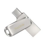 image produit SanDisk 128 Go Ultra Dual Drive Luxe, USB Type-C, entièrement métallique, jusqu'à 400 Mo/s, avec connecteurs USB Type-C et USB Type-A réversibles, pour smartphones, tablettes, Mac et PC, Argent