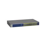 image produit NETGEAR (GS524PP) SwitchEthernet PoE 24 ports Gigabit (10/100/1000), switch RJ45 avec 24 ports PoE+ @ 300W, Silencieux, bureau/rack et protection à vie ProSAFE