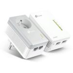 image produit TP-Link CPL WiFi 300 Mbps + CPL 600 Mbps avec Ports Ethernet et prise intégrée, Kit de 2 - étendez votre connexion Internet dans chaque pièce de la maison, TL-WPA4225 KIT