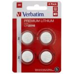 image produit VERBATIM Piles Boutons au Lithium CR2016 Lot de 4 3V 80 mAh - Piles au Lithium pour Horloge, clé de Voiture, télécommande, Appareil Photo, Jouets et Autres - Pile Bouton au Lithium