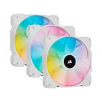 image produit Corsair iCUE SP120 RGB ELITE Performance 120 mm Kit de Trois Ventilateurs avec iCUE Lighting Node CORE (Technologie CORSAIR AirGuide, Huit LED RGB Paramétrables, Silencieux niveau sonore 18 dB) Blanc