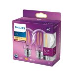 image produit Philips, Ampoule LED en verre, 60W, E27, Standard, Filament, Lumière Blanc Chaud, Non Gradable, Pack de 2 unités