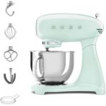 image produit Smeg, Robot Pâtissier SMF03PGEU, 10 Niveaux de Vitesse, Fonction Mise en marche progressive, Bol 4,8 L, Verrouillage Moteur de Sécurité, 3 Batteurs, Crochet et Couvercle Fournis, 800W, Vert d'Eau