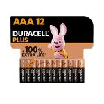 image produit Piles AAA Duracell Plus (lot de 12) - Alcalines 1,5V - Jusqu’à 100% plus longtemps - Idéales pour les appareils du quotidien - Emballage 0% plastique - Conservation 10 ans - LR03 MN2400