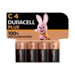 image produit Duracell Plus Piles C (lot de 4) - Alcalines 1,5V - Durée de vie garantie à 100% - Idéales pour les appareils du quotidien - Emballage 0% plastique - Conservation 10 ans - MN1400