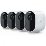 image produit Arlo Essential 1 HD, Caméra de Surveillance WiFi Extérieure Sans Fil, Autonomie de 6 mois, Vision Nocturne en Couleur, Sirène, Audio Bidirectionnel, Essai Arlo Secure inclus, 4 Caméra Blanc