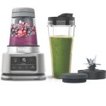 image produit Ninja Foodi Power Nutri Blender 2-en-1, mixe des bols smoothie et des boissons glacées, CB100EU + Ninja Foodi MAX PRO Grill, Plancha & Air Fryer avec sonde de cuisson numérique, 3,8L, 7 en 1, AG651EU - livrable en France