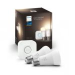 image produit Philips Hue White Kit de Démarrage 2 ampoules LED connectées + Pont de connexion Hue, compatible Bluetooth - Fonctionne avec Alexa