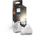 image produit Philips Hue White Ampoule LED connectée Pack de 2, culot GU10, 400 lumens, Compatible Bluetooth, fonctionne avec Alexa, Google Assistant et Apple HomeKit. Pour salon, chambre et éclairage intérieur - livrable en France
