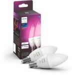 image produit Philips Hue White & Color Ambiance, ampoule LED connectée E14, compatible Bluetooth, pack de 2, fonctionne avec Alexa, Google Assistant et Apple Homekit