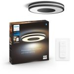 image produit Philips Hue White Ambiance BEING Plafonnier 32W - Noir (télécommande incluse), Compatible Bluetooth, fonctionne avec Alexa, Google Assistant et Apple Homekit - livrable en France