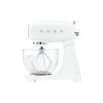 image produit Smeg, Robot Pâtissier SMF13WHEU, 10 Niveaux de Vitesse, Mise en Marche Progressive, Bol en Verre de 4,8 L, Verrouillage Moteur de Sécurité, Accessoires Inclus, 800 W, Blanc