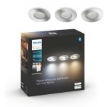 image produit Philips White Ambiance ADORE Kit de 3 spots encastrés 3x5W - Chrome (télécommete incluse), compatible Bluetooth, fonctionne avec Alexa, Google Assistant et Apple Homekit - livrable en France