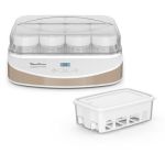 image produit Moulinex Yogurteo Family Yaourtière, Yaourt, Fromage blanc, 12 pots verre réutilisables de 200 ml, Bac à fromage blanc de 1 L, Yaourts maison 100 % naturels, Infinité de recettes, Arrêt auto YG233A10