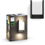 image produit Philips Hue White Applique murale Extérieure en aluminium, Noir, fonctionne avec Alexa, Google Assistant et Apple Homekit