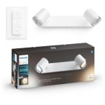 image produit Philips Hue White Ambiance ADORE Spot barre tube 2x5.5W salle de bain, compatible Bluetooth - Blanc (télécommande incluse), fonctionne avec Alexa, Google Assistant et Apple Homekit