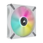 image produit Corsair iCUE ML140 RGB ELITE, 140 mm PWM Ventilateur RGB (Technologie CORSAIR AirGuide, Roulement à Lévitation Magnétique, Jusqu’à 1 600 tr/min, Mode Zero RPM, Bruit Faible) Vendu Seul, Blanc