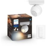 image produit Philips Hue White Ambiance Buckram Spot 1X5,5W - Blanc (Télécommande Incluse), Compatible Bluetooth