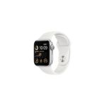 image produit Apple Watch SE (2ᵉ génération) (GPS, 40mm) Montre connectée - Boîtier en Aluminium Argent, Bracelet Sport Blanc - Regular. Suivi de la Forme Physique et du Sommeil, détection des Accidents