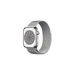 image produit Apple Watch Series 8 GPS + Cellular, Boîtier en Acier Inoxydable Argent de 45 mm, Bracelet Milanais Argent