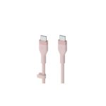 image produit Belkin BoostCharge Flex câble USB-C vers USB-C en silicone, certifié USB-IF, recharge Power Delivery, câble USB C pour iPhone 16, iPhone 15, MacBook, iPad Pro, Galaxy S24, Google Pixel, etc, 1 m, rose