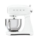 image produit Smeg, Robot sur Socle SMF03WHEU, 10 Niveaux de Vitesse, Fonction Mise en marche progressive, Bol 4,8 L, Verrouillage Moteur de Sécurité, 3 Batteurs, Crochet et Couvercle Fournis, 800W, Blanc