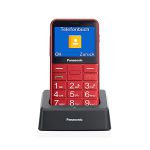 image produit Panasonic KX-TU155EXRN 2G Téléphone Mobile pour Personnes Âgées, Appel Prioritaire, Téléphone à Grosses Touches, Compatible avec les Appareils Auditifs, Bluetooth, Radio FM, Appareil Photo, Rouge