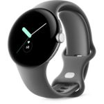 image produit Google Pixel Watch – Montre connectée Android avec suivi et analyse des activités – Boîtier en acier inoxydable Argent Poli avec bracelet sport couleur Charbon, WiFi/BT