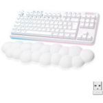 image produit Logitech G715 Clavier Gamer Mécanique Sans Fil Avec Éclairage RGB LIGHTSYNC, LIGHTSPEED, Linéaire Switchs (GX Rouge) et Repose-Poignet Pour Clavier, Compatible PC et Mac, Français AZERTY - Blanc