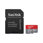 image produit SanDisk 64 Go Ultra microSDXC UHS-I Carte + Adaptateur SD, avec jusqu'à 140 Mo/s, Classe 10, U1, homologuée A1 - livrable en France